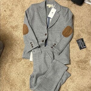 Kids Gray Suit with Brown Elbow Patches